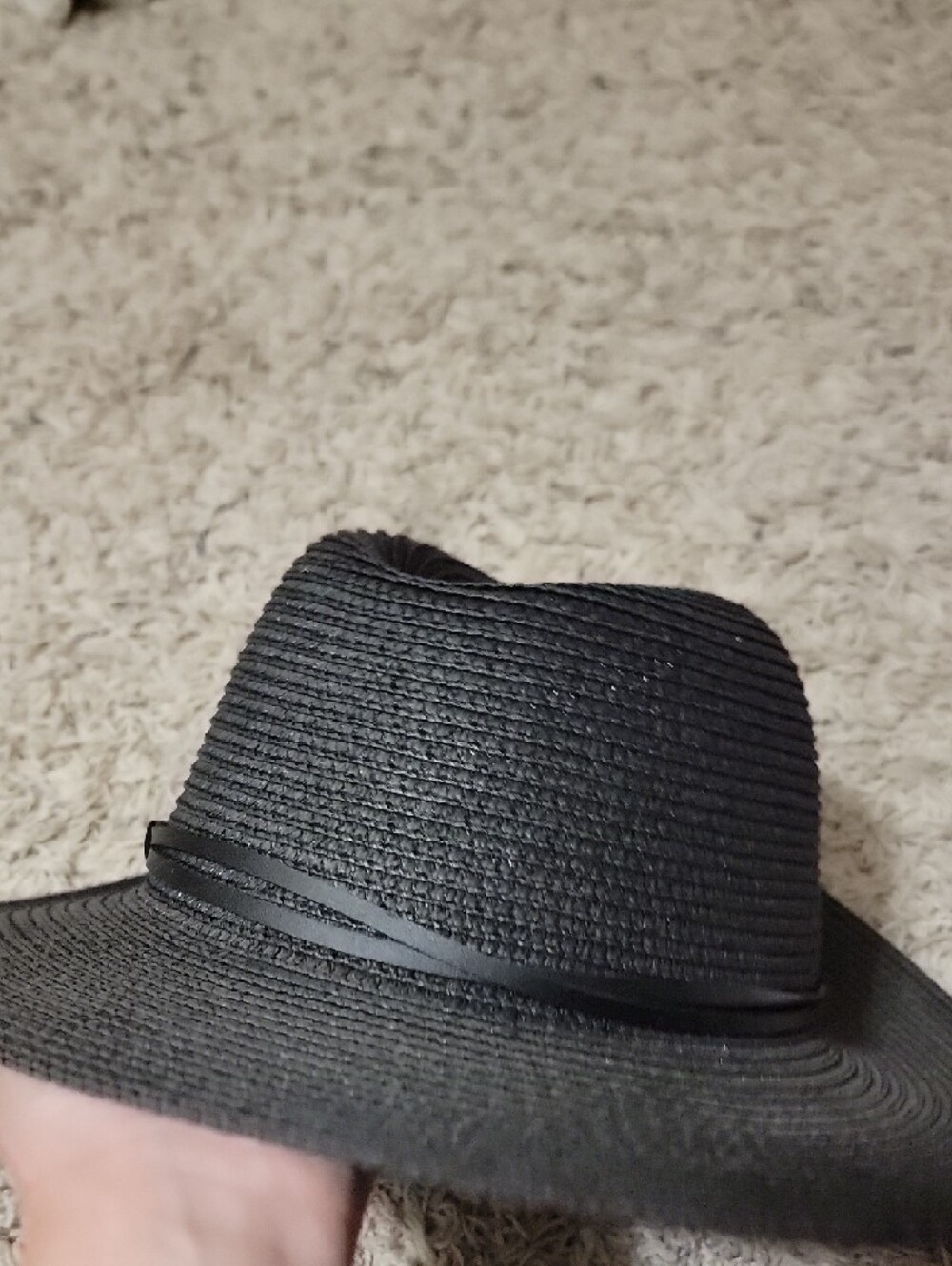 Black Straw Fedora Hat - Picture 4 of 6